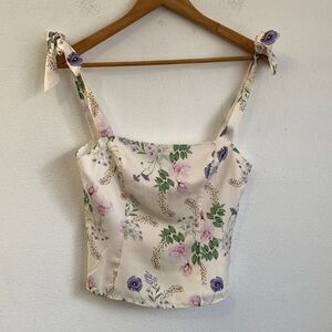 Favorite Daughter Cream Floral Tie-Shoulder Cami